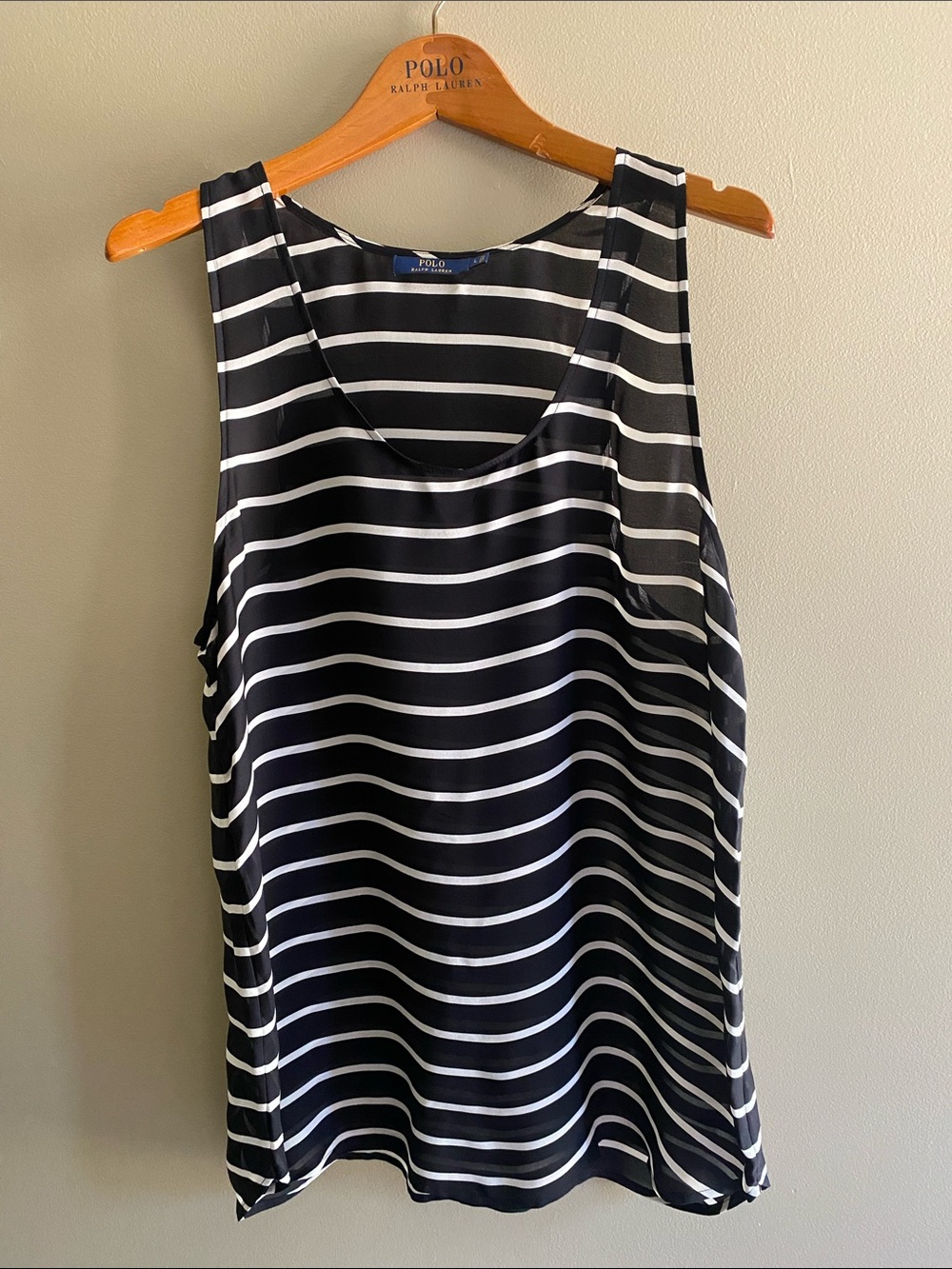 Polo Ralph Lauren Black and cream Silk Striped Tank Top